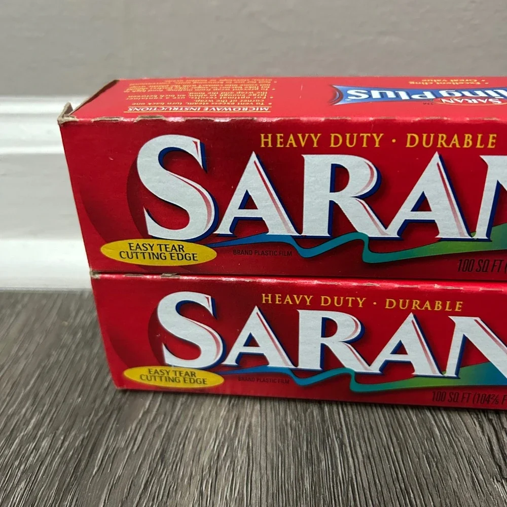 Saran Premium Wrap 100 SQ FT Red‎ Heavy Duty Durable Plastic Film 2 Pack